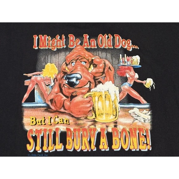 VTG I Might Be An Old Dog But I Can Still Bury A Bone Tshirt XXL Humor 80s CLEAN - Picture 6 of 16